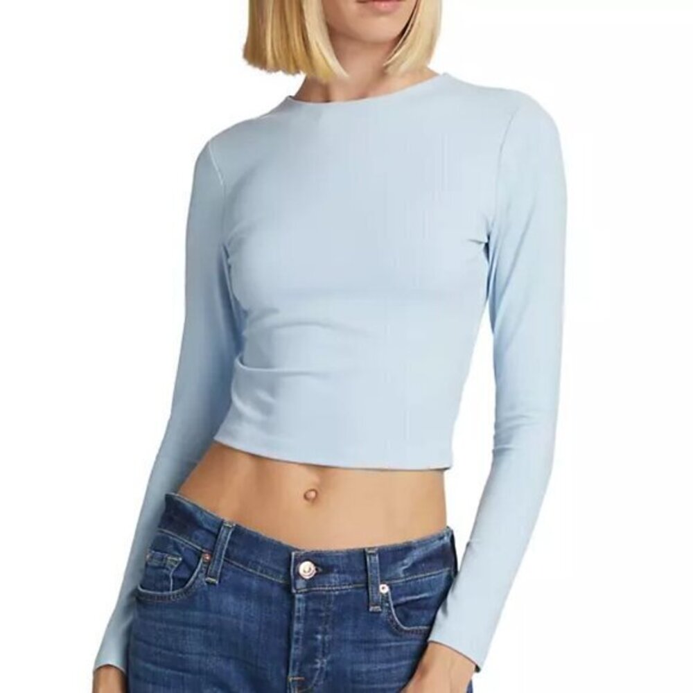 Susana Monaco Light Blue Long-Sleeve Crop Top